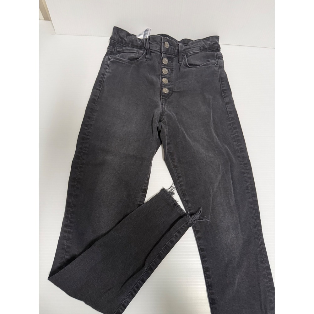 Joes Jeans Womens 27 High Rise Skinny Ankle Exposed Button Fly Frayed Hem Black